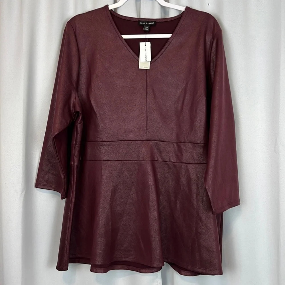 NEW Lane Bryant‎ V-Neck 3/4-Sleeve Crew-Neck Peplum Top Size 18/20